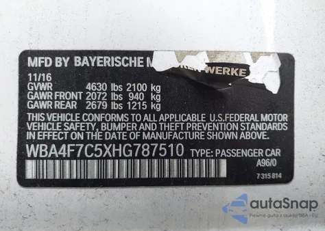 2017 BMW 430I Gran Coupe из США, поврежденный, VIN WBA4F7C5XHG787510